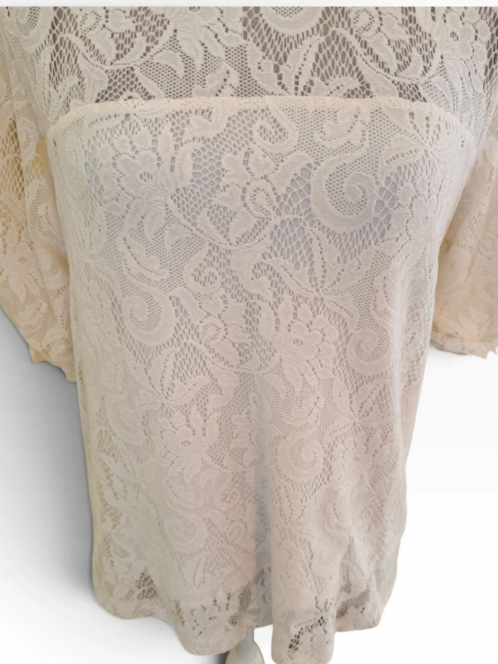 Anthropologie White Lace Short-Sleeve Blouse